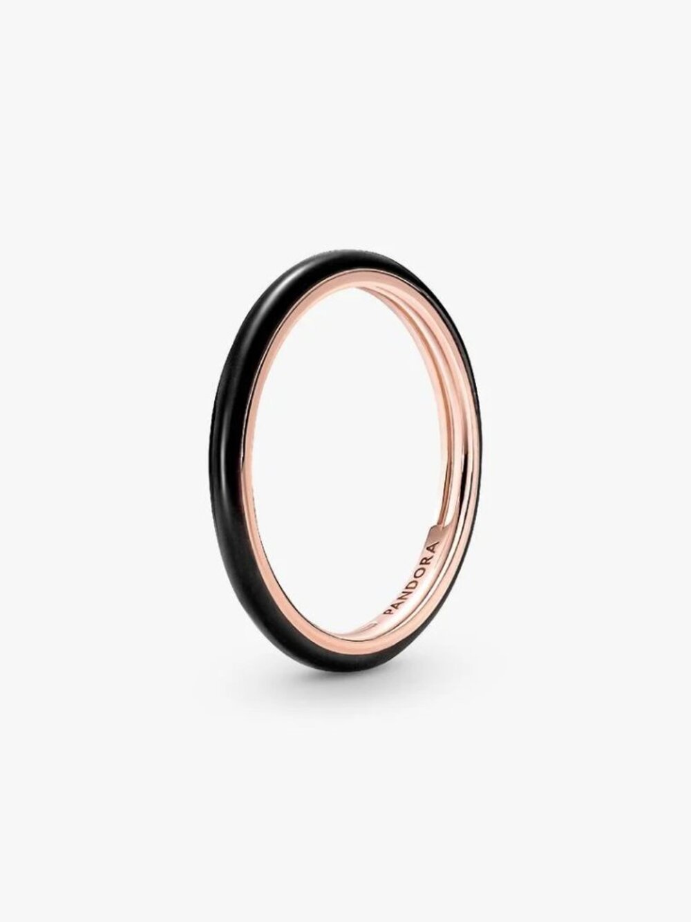 Pandora Rose Gold and Black Enamel ME Ring Size 6 / 52